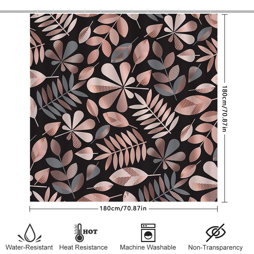 Leaf Print Shower Curtain Waterproof Bathroom Decoration Customizable Size Various Colors Available Decorative Window Treatment