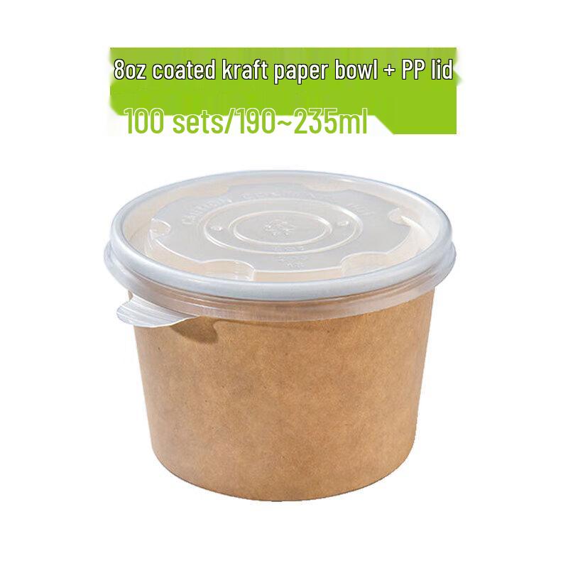 Homeglen Disposable Kraft Paper Bowls with Lids