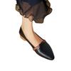 French soft leather shallow mouth single shoes women's 2025 retro new pointed commuting one pedal black work leather shoes
