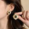 High-End French Retro Camellia Mother-of-Pearl Stud Earrings for Women