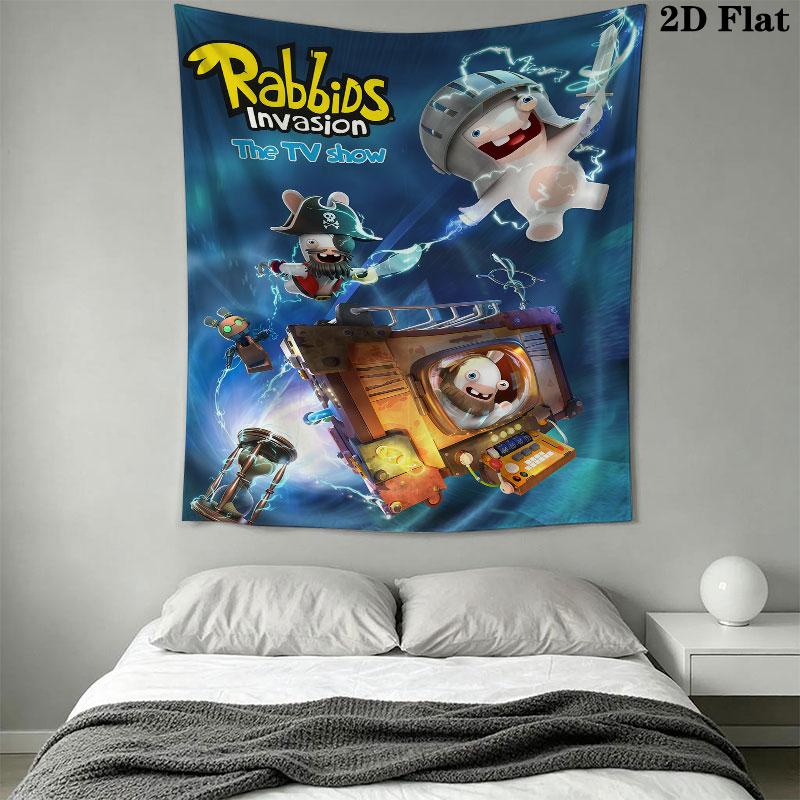 Rabbids Invasion Glow Wall Hanging Printed Fabric Blanket Decorative Tapestries for Bedroom Living Room Home Decor