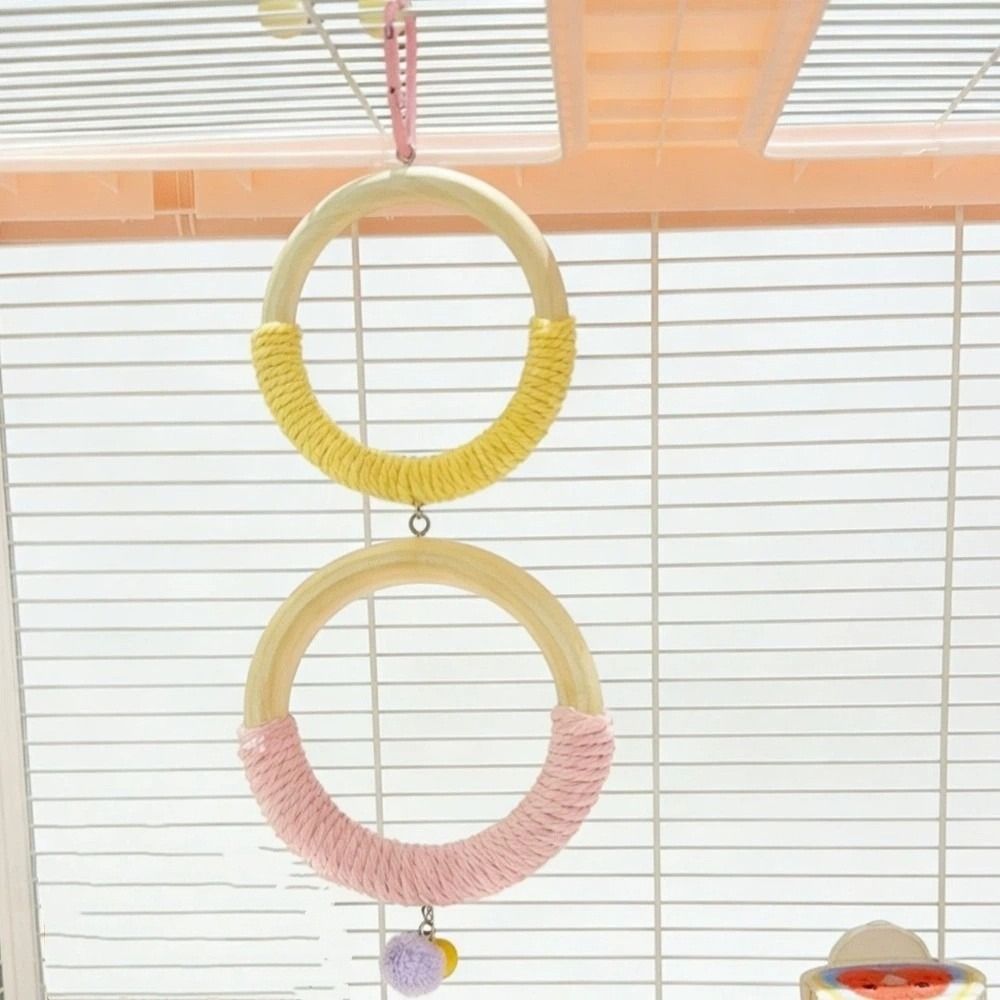 Holz Vogel Schaukel Spielzeug Bunter Ring Hängend Papagei Ring Spielzeug Haustier Trainingsständer Vogelkäfig Sitzstange Knabbern