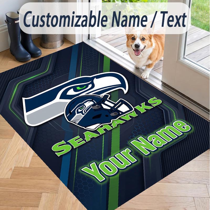 Custom Text Printed Rug Seattle Seahawks Non Slip Floor Carpet For Home Room Decor