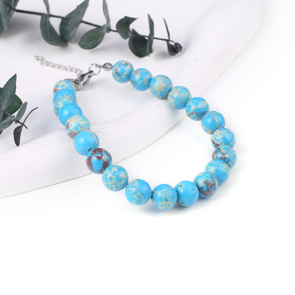 Nový styl Dámský náramek Přírodní kámen Emperor Stone Korálky 8X8 MM Přívěsky pro ženy Romantický dárek k narozeninám