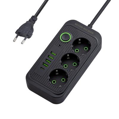 European Type Extension Power Strips Including 4 USB and 1 USB C And Extended Cable For Electronic Devices Charging
