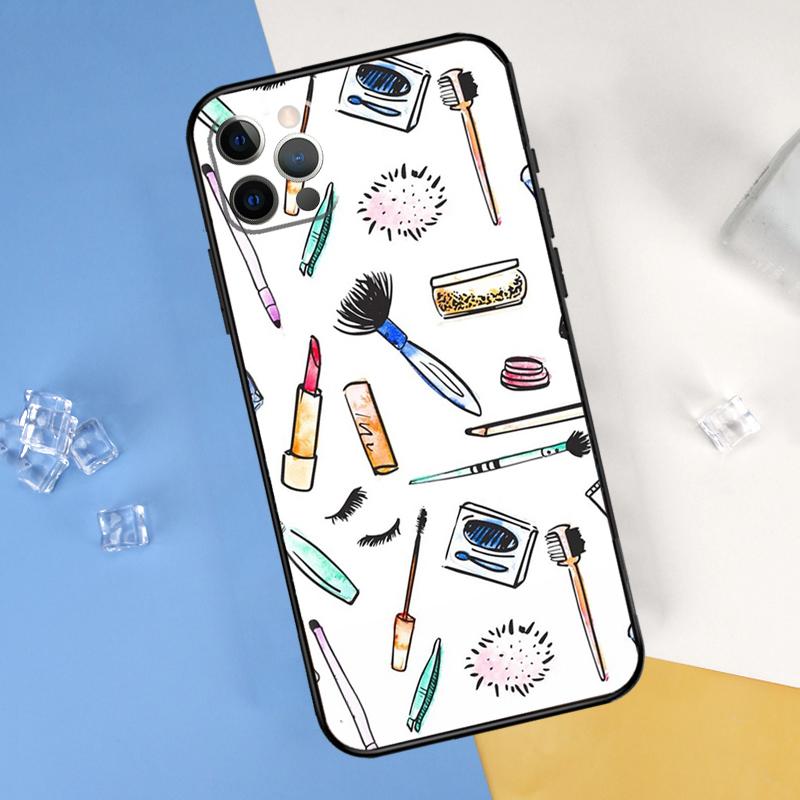 Lipstick Make Up Phone Case For iPhone 16 Pro Max 12 13 Mini 11 14 15 Pro Max XR 16 15 Plus 16e Cover Shell