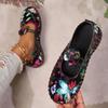 Fashion Autumn 2024 New Fashion Printed Casual Single Shoes Women Sewing Single Shoes Bean Shoes