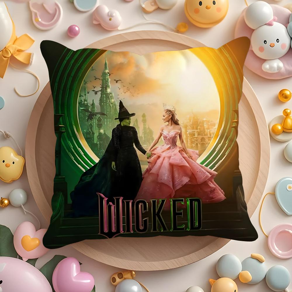 W-Wicked Part One Movie Cushion Cover Short Plush Double-Sided Printing Home Machine Washable In Warm Winter Pillow Case