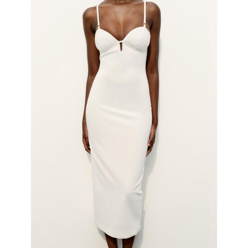 Za2024 Summer New Product Women's Clothes Sexy Split Waist Fitted Midi Sling Dress 4661315 250