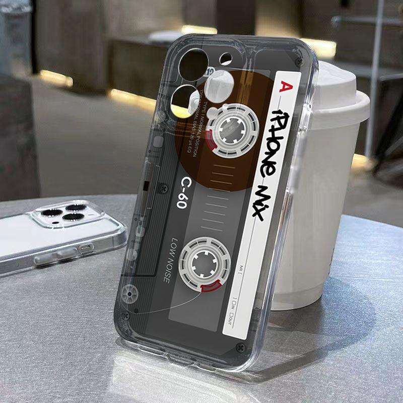Retro Creative Audio Tape Pattern Phone Case For Xiaomi 13 12 11 Lite 5G 13 14T 13T 12T For Xiaomi 17 Pro Max Transparent Cover