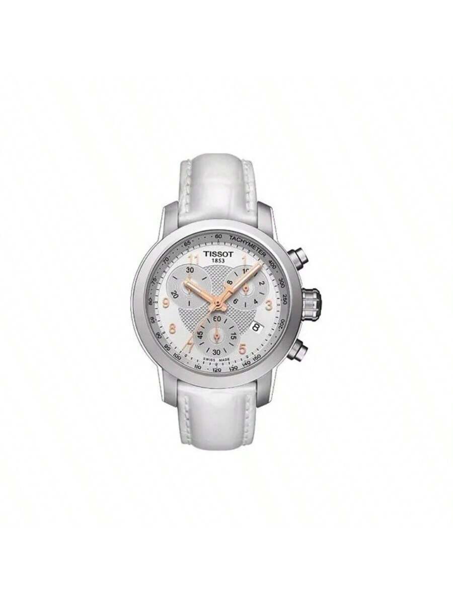 Tissot quartz watch, genuine leather strap, 100m water-resistant, women s model T055.217.16.032.01 бежевый