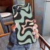 Phone Case for iPhone XR XS X 13 Mini SE 7 8 6S 11 Pro Max 12 14 Plus Swirl Abstract Pattern In Beige And Sage Coque Black