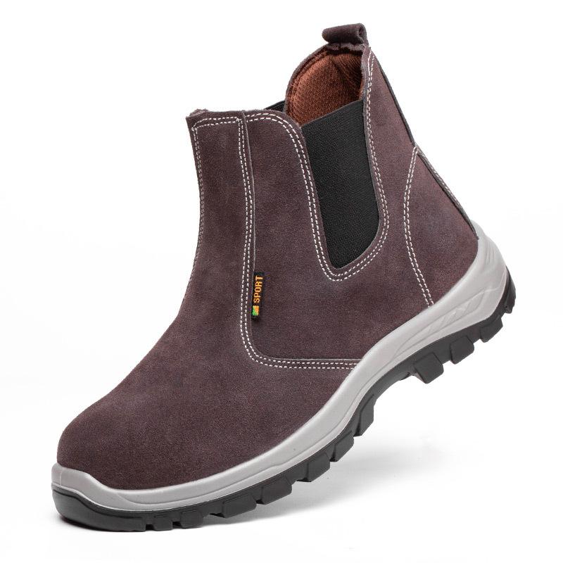 

Модная трудовая обувь Мужская коровья кожа дышащая стальной подносок противоударная, противопрокольная, износостойкая прочная подошва рабочая обувь 45 & A23 brown (single shoe) size 45 коричневый