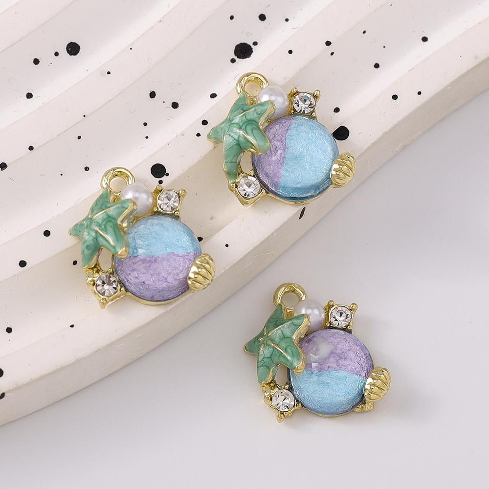 5pcs Gemstone Crystal Starfish Pendant Charms for Jewelry Making Necklace Earrings Bracelet DIY Accessories Supplies