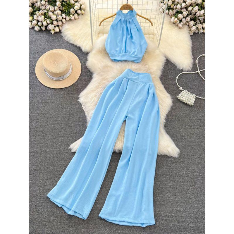 Off-the-Shoulder Seaside Holiday Slim Looking Straight-leg Fashion Suit