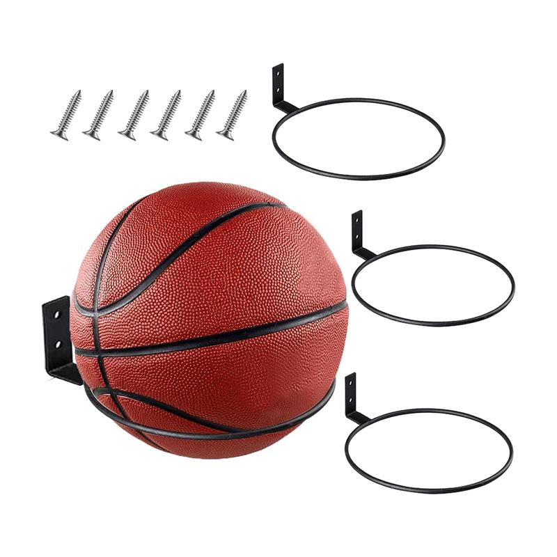 AEE4-3Pcs 6 Inch Ball Holder Display Wall Mount For Basketball Football Volleyball,Ball Storage For Garage,Planter Pot Holder