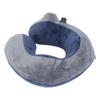 Self Inflatable Travel Pillow U Shaped Portable Neck Chain Support for Sleeping Napping Dark Blue with Gray