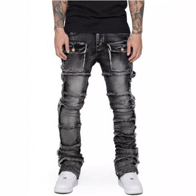 Pantaloni Dritti Micro-Svasati in Denim ad Alta Elasticità da Uomo per Primavera e Autunno