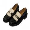 British style rivet platform small leather shoes women's fringed small gold buckle lazy loafers thick heel single shoes