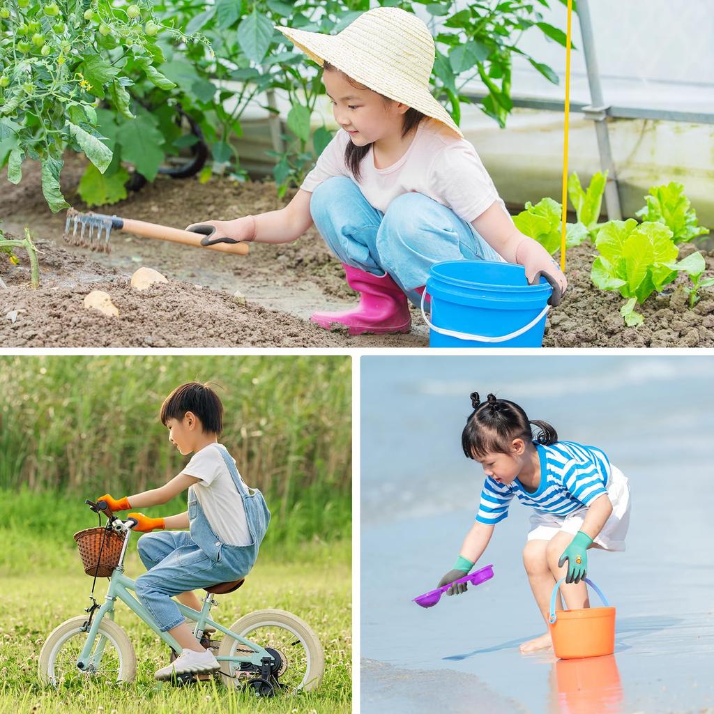 Yume no Mono Work Ages Natural Rubber Garden Gloves for Potato and Other Outdoor Activities Size (3 Pairs) Kids' Gloves, 3-6, Non-Slip, Foam,
