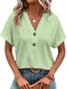 2025 Spring/Summer New Women's Fashion Casual Solid Button V-neck T-shirt for Women