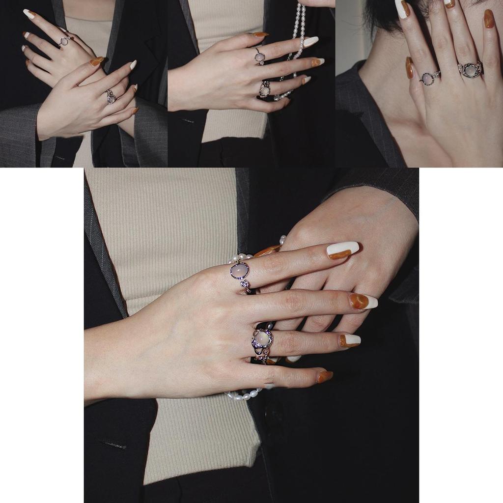 Premium Irregular Open Adjustable Agate Ring For Women In Trendy Ins Aesthetic Style
