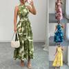 Robe sans manches à col bénitier, taille froncée et volants pour femme, pour l'été 2026
