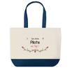 Tote Bag - PLANETEE - Top Pilot - Blue Background - Cotton 40x45 Cm - Made In France