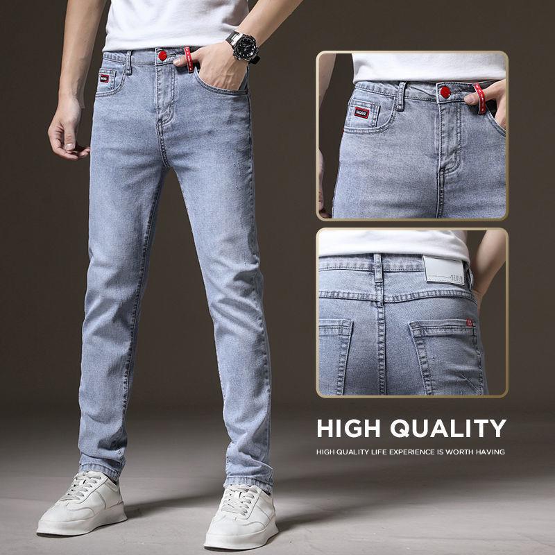 

Чоловічі джинси Slim Fit на резинці 2024 – повсякденні універсальні штани з прямими штанинами 30 (110-120 lbs)