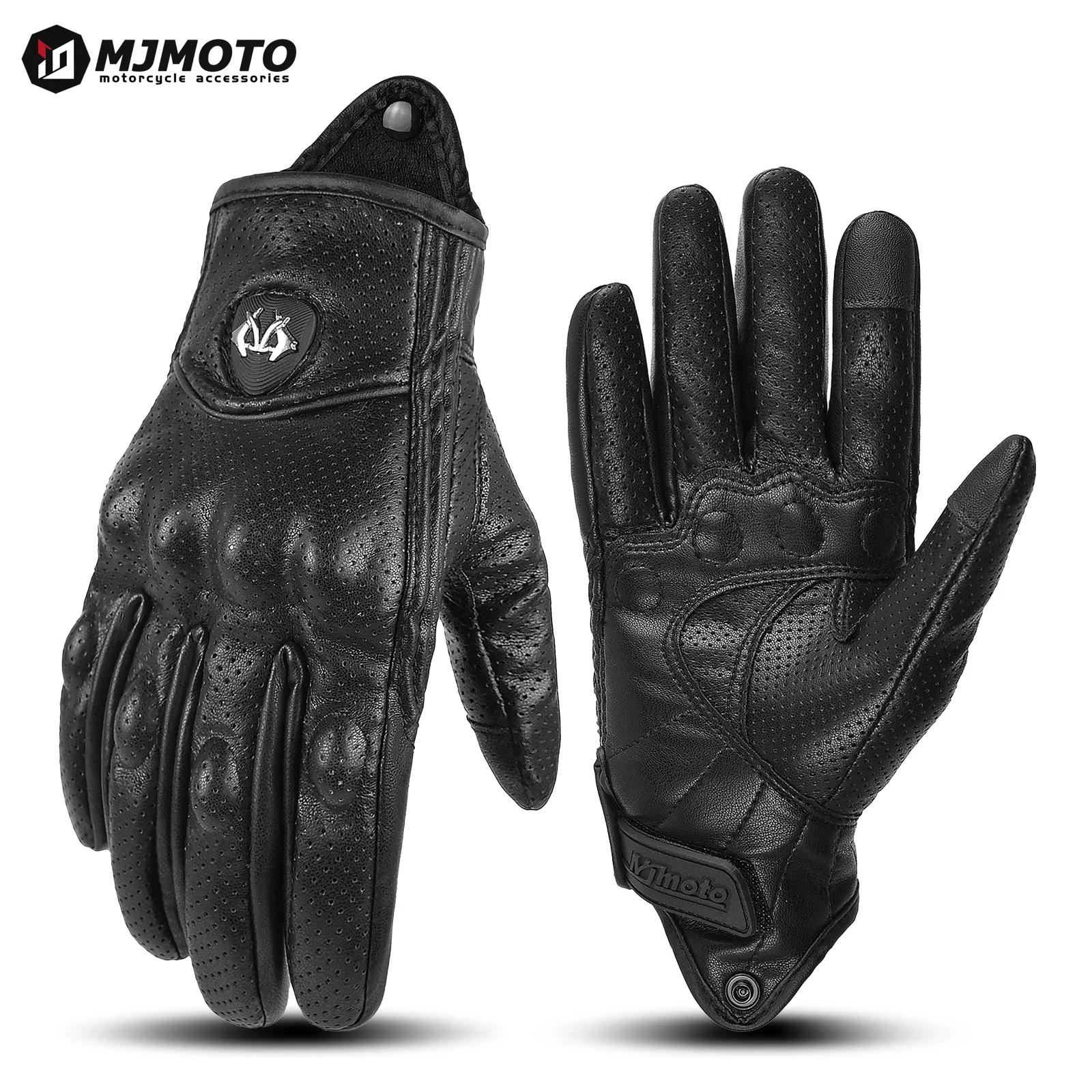 Retro Motorcycle Gloves PU Leather Touchscreen Protective for Men s Women s gear Equipment Motorbike Motorcross Cycling Glove S чёрный