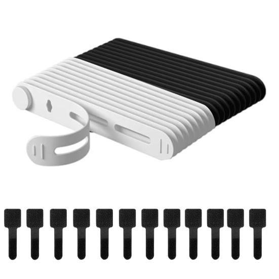 20Pcs Data Cable Ties Waterproof Elastic Clear Marking Cable Ties Lightweight Cord Organizers with Logo Patches Wire Processors