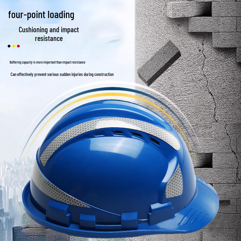 Reflective Strip ABS Insulated Safety Helmet for Construction Site Three-stripe reflective синий