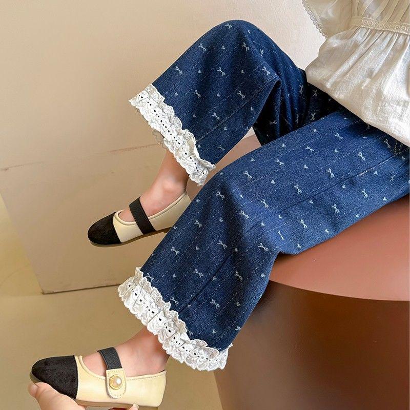 

Toddler Girls Fashionable Jeans - Spring/Autumn 2025 Collection, Straight-Leg Pants 73 синий