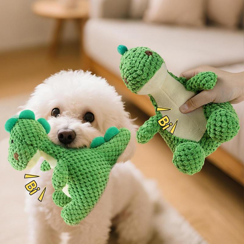 Dog Squeak Toys Plush Dinosaur Puppy Companion Dog Teething Toy For Aggressive Chewer Puppy Training Boredom Release Indoor
