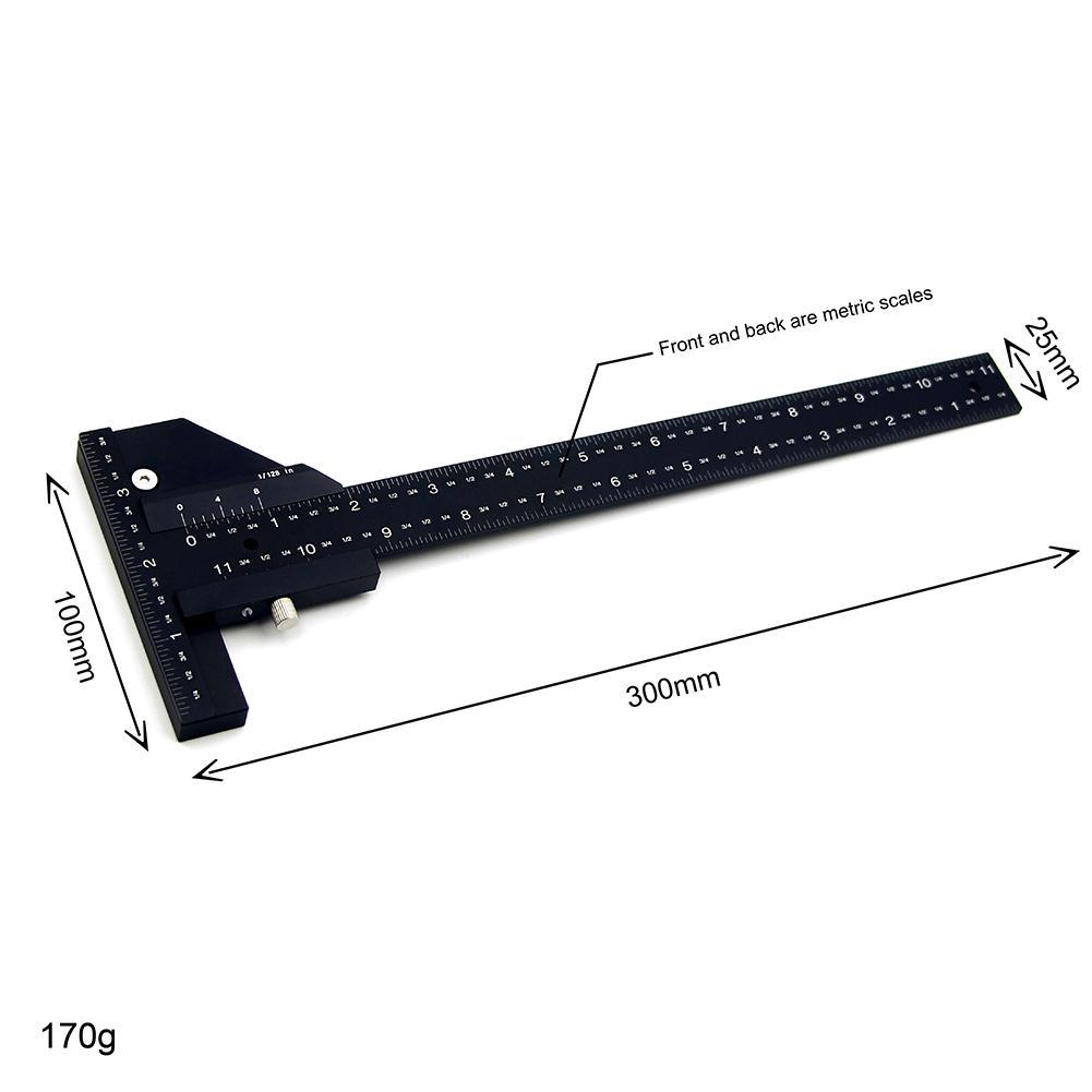 Woodworking T Ruler Aluminum Alloy Wood Scriber Measure Scribing Ruler Portable Crossed Scribing Gauge Drafting Tools For Workshop Woodworking T Ruler Aluminum Alloy Wood Scriber Measure Scribing Ruler Portable Crossed Scribing Gauge Drafting Tools For Workshop
