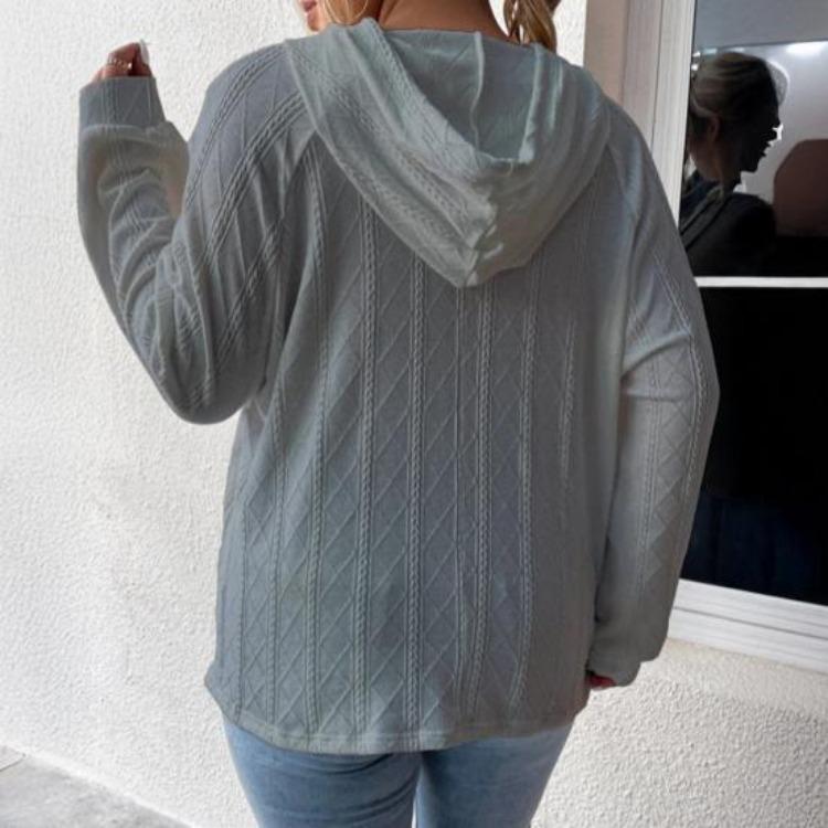 Oversized Hooded Sweatshirt Women Pullover Knit Sweater Casual Fall Top Long Sleeve with Pocket