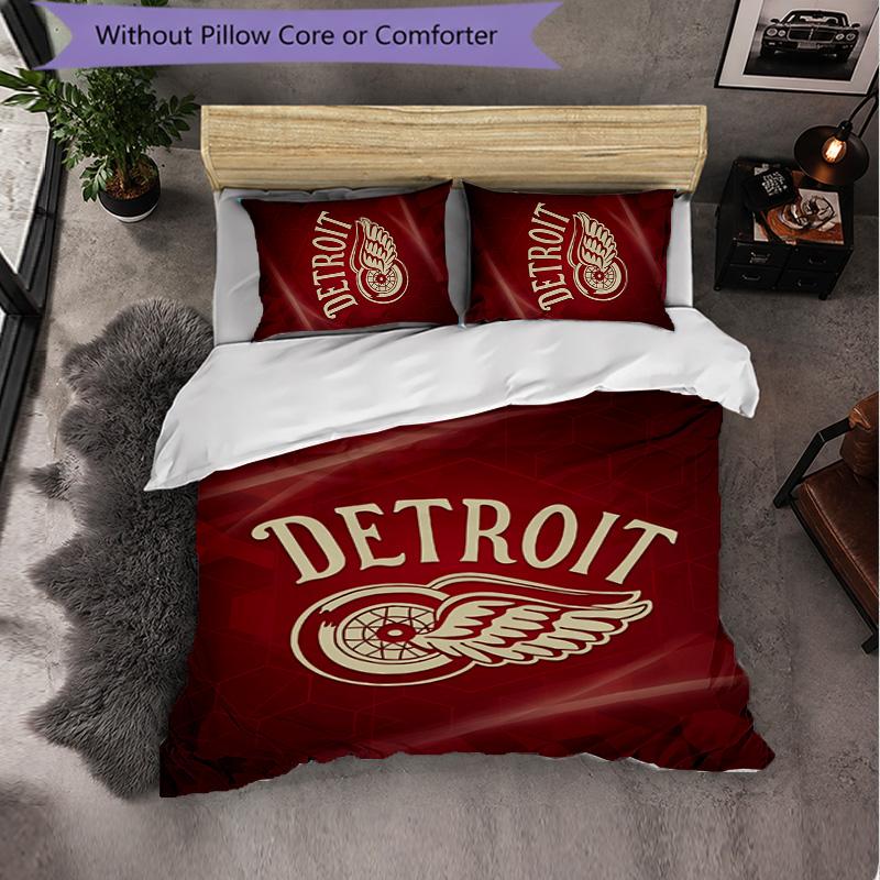 Detroit Red Wings Muster Mikrofaser 3-teiliges Bettwäsche-Set Dekor Bettbezug-Set Für Schlafzimmer Heimgebrauch