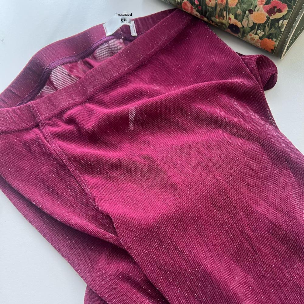 

Women s Summer High-Waist Mesh Lurex Elastic Pants One Size, Mesh, Suitable for 80-160 jin