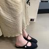 Temperament Socialite Xiaoxiangfeng Half Slippers Women's Spring and Summer 2025 French Pearl Bag Head Mary Jane Half Tray Single Shoes