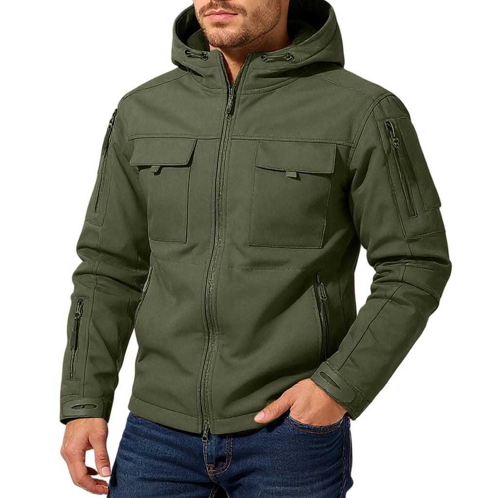 Men'S Loose Jacket Fashionable Multi Pocket Hooded Jacket