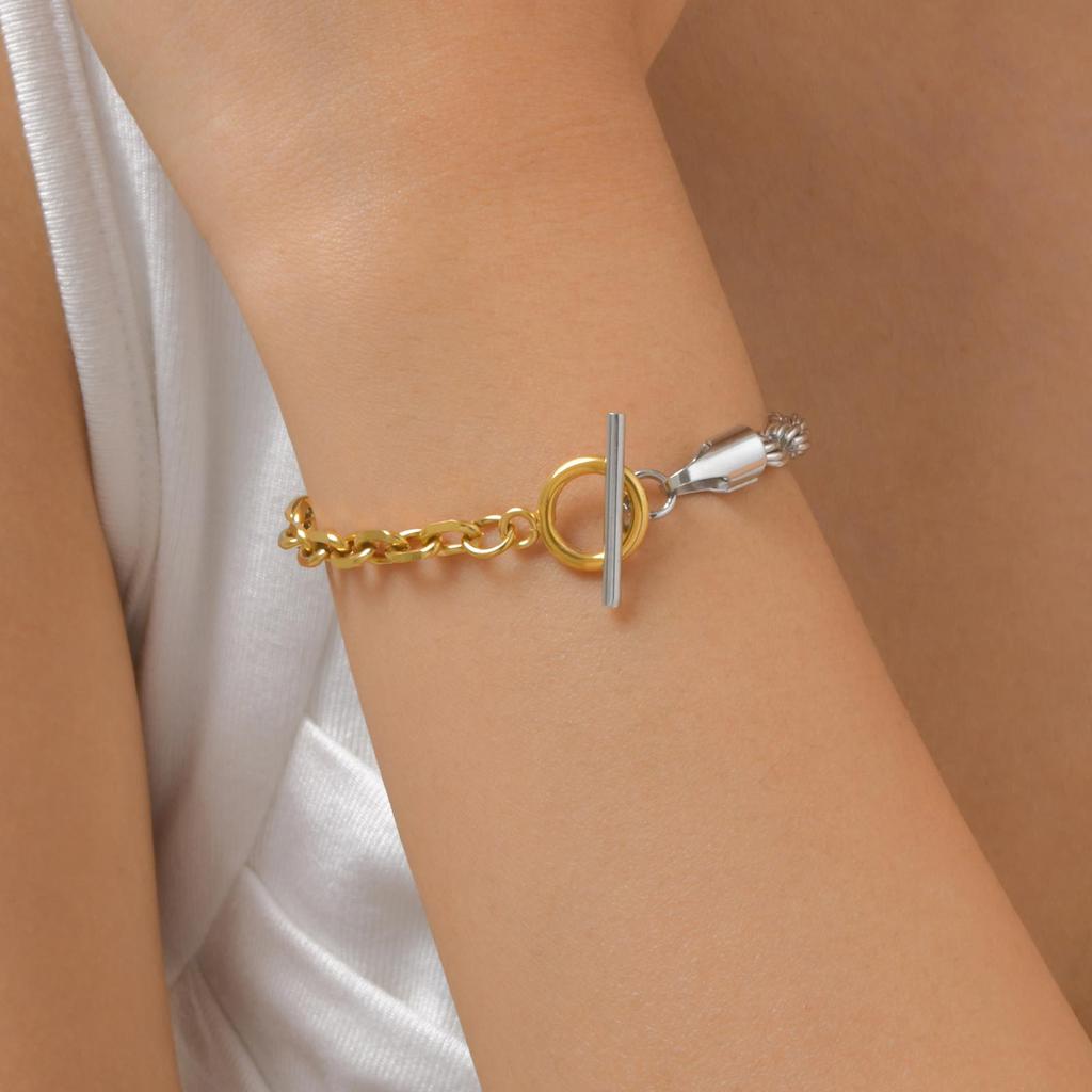 Stainless Steel Twist Batch Corner Chain Bracelet Electric Gold Fashion Accessories Jewelry 2417