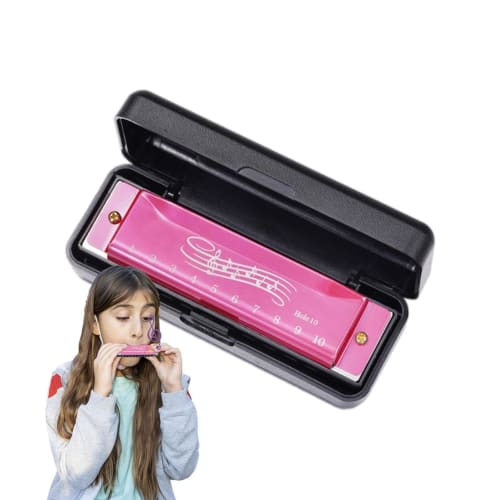 Blues Harmonica - 10 Holes, 20 Tones Beginner Mouth Organ, Professional Grade Musical Instrument | Educational Toy for Kids, Adults, Students, and Ear