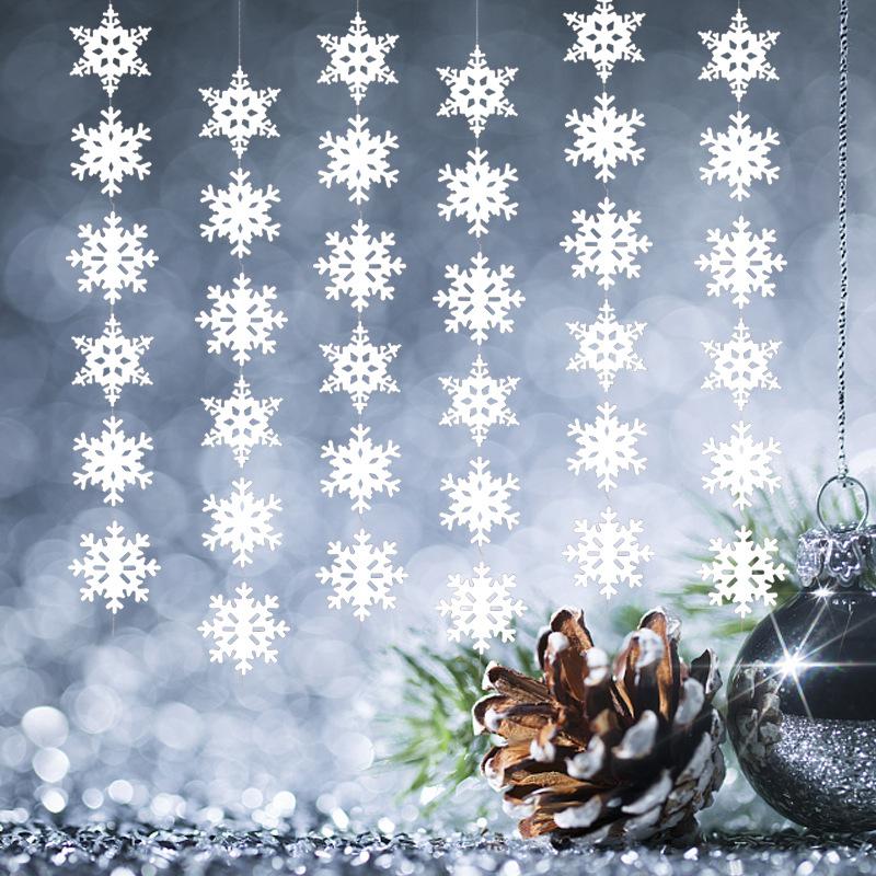 Snowflake Garland Christmas Tree Hanging Ornaments, Party Venue Decoration,Window Stickers,Xmas Holiday Snowflake Festival Decor