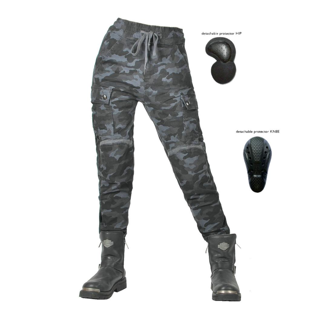 Motorcycle Riding Pants Casual Locomotive Kevlar Drop-proof Camouflage Jeans Threaded Trousers Bundle Legs Ladies Rider