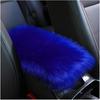 Furry Car Center Console Cover, 11.8"×7.9" Sheepskin Wool Armrest Box Cushion Pad, Comfort Soft Auto Center Console Protector, Interior Decor