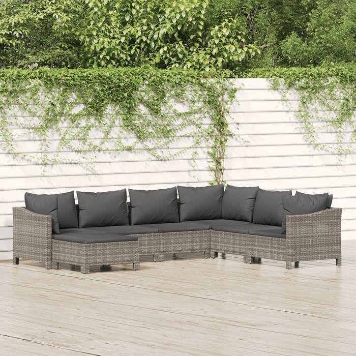 VidaXL Salon de Jardin avec Coussins 7 pcs, Ensemble de Meubles de Terrasse, Mobilier d'Extérieur, Canapé de Patio, Moderne, 3187296