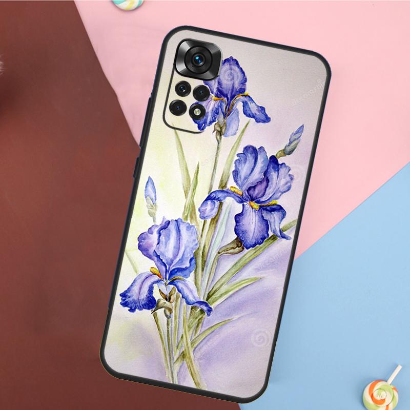 Blue Iris Flower Case For Xiaomi Redmi Note 11 Pro 11S 8 9 12 10 Pro 10S 9S Redmi 9 10 12C 9C 10C Back Cover