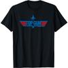 Top Gun Long Logo with Jet Red and Blue Action Movie T-Shirt