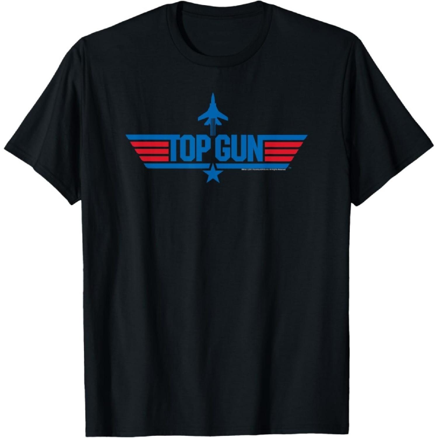 

Top Gun Long Logo with Jet Red and Blue Action Movie T-Shirt XXXXXL чорний
