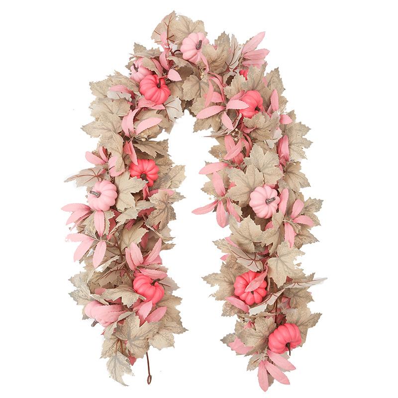 Simulation White Maple Leaf Pink Pumpkin Rattan Thanksgiving White Maple Leaf Pink Simulation Rattan